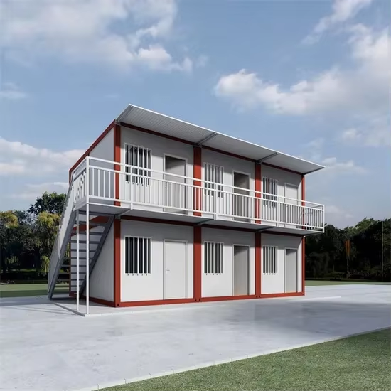 Side view of a two-storey stackable accommodation unit
